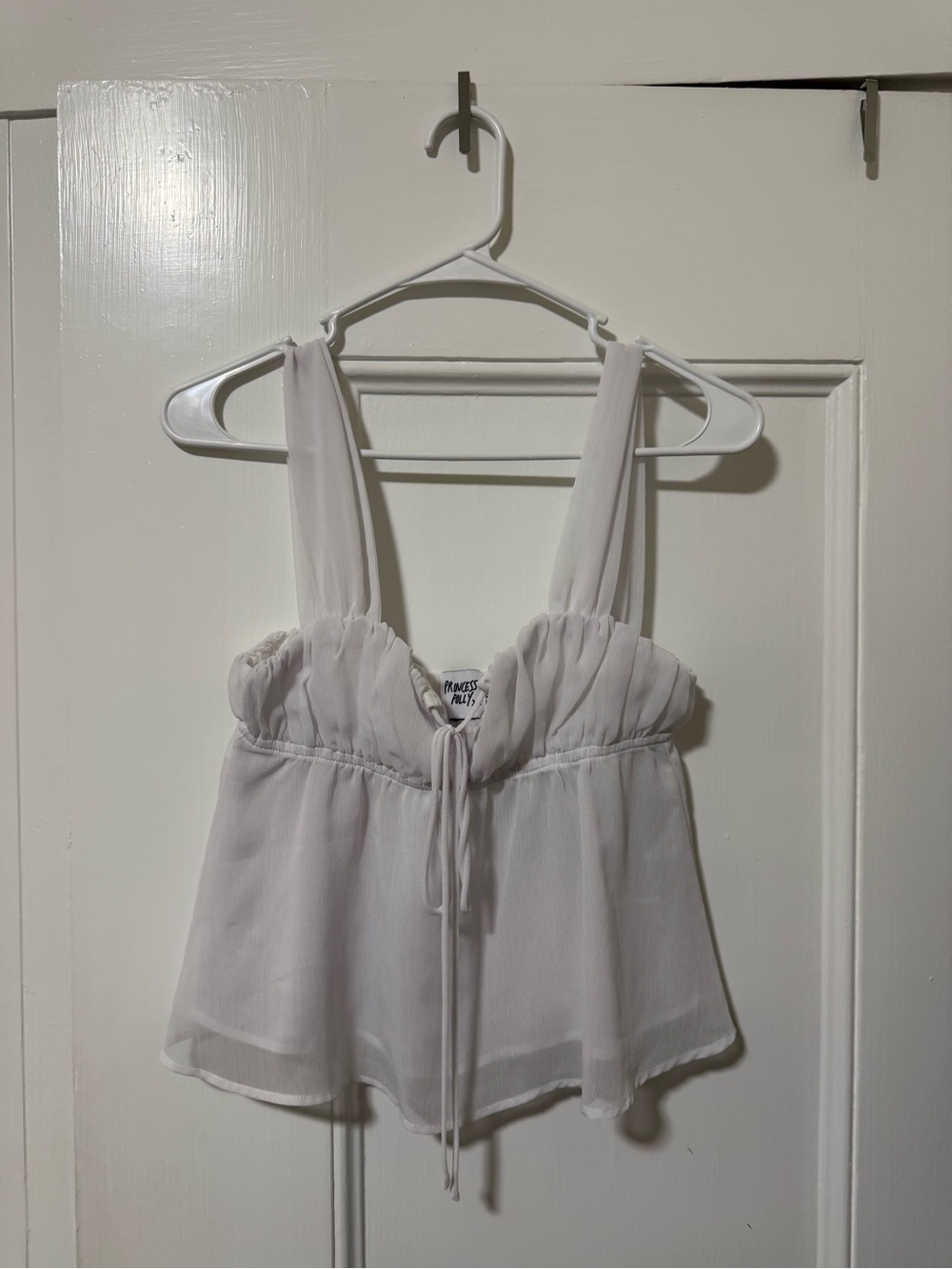 Princess Polly White Chiffon Tie-Front Cami